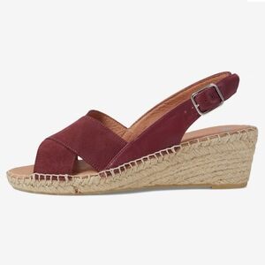 Eric Michael Wine Espadrille Wedge Sandal Suede & Leather Nwt Sz 40
